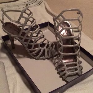 silver prom heels
